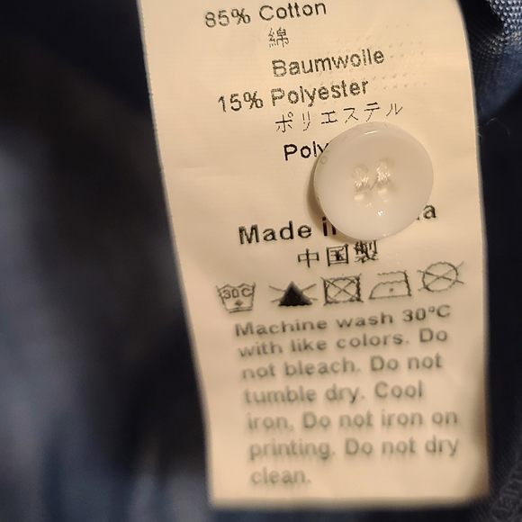 Fuinloth Pocket Shirt Womens M Blue Blouse Collared Button Up Long Sleeve - Picture 4 of 4